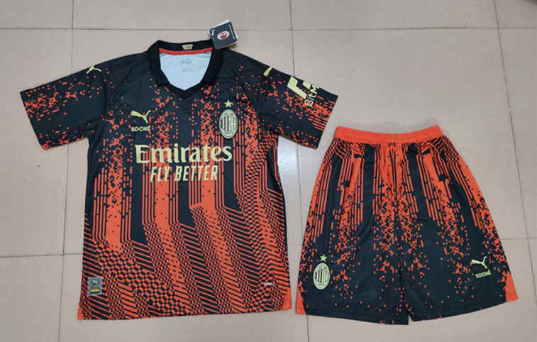 2023 2024 AC Milan 4th Away Red Black Soccer Uniform 718 AC Milan