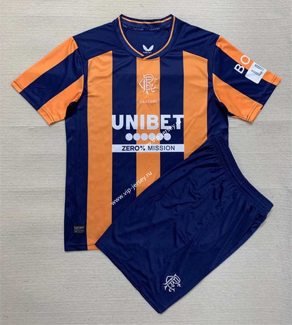 20232024 Rangers 2nd Away Blue&Orange Soccer UniformAY,Rangers