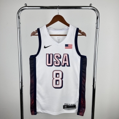 2024 Olympics USA White #8 NBA Jersey-311