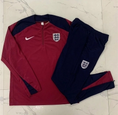 2024-2025 England Maroon Thailand Soccer Tracksuit-815