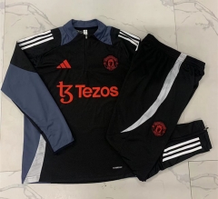 2024-2025 Manchester United Black Thailand Soccer Tracksuit-815