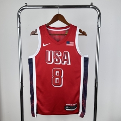 2024 Olympics USA Red #8 NBA Jersey-311