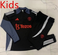 2024-2025 Manchester United Black Kids/Youth Soccer Tracksuit-815