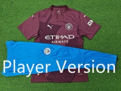 Player Version 2024-2025 Manchester City 2nd Away Maroon Short-Sleeve Thailand Soccer Tracksuit-9926