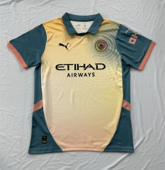 (S-4XL) 2024-2025 Manchester City 3rd Away Yellow&Green Thailand Soccer Jersey AAA-4925