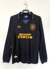 Retro Version 93-94 Manchester United Away Black LS Thailand Soccer Jersey AAA-811