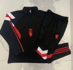 2024-2025 Manchester United Black Thailand Soccer Tracksuit-815