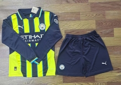 2024-2025 Manchester City 2nd Away Black&Green LS Soccer Uniform-709