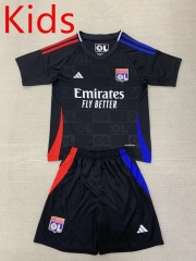 2024-2025 Olympique Lyonnais Away Black Kids/Youth Soccer Uniform-AY