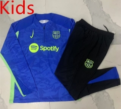 2024-2025 Barcelona Ink Jet Camouflage Blue Kid-Youth Soccer Tracksuit-815