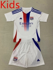 2024-2025 Olympique Lyonnais Home White Kids/Youth Soccer Uniform-AY