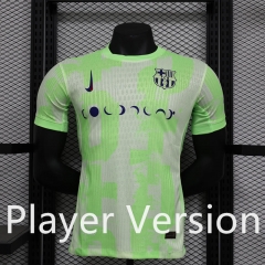 Player Version 2024-2025 New Sponsor Barcelona 2nd Away Green Thailand Soccer Jersey AAA-888