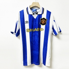 Retro Version 94-96 Manchester United White&Blue Thailand Soccer Jersey AAA-7505