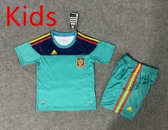 Retro Version 2010 Spain Goalkeeper Green Kids/Youth Soccer Uniform-6748