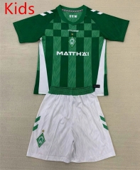 2024-2025 SV Werder Bremen Home Green Kids/Youth Soccer Uniform-AY