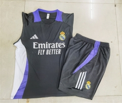 2024-2025 Real Madrid Black Thailand Soccer Vest Tracksuit-815