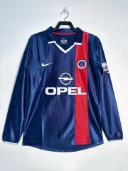 Retro Version 01-02 Paris Home Royal Blue LS Thailand Soccer Jersey AAA-811