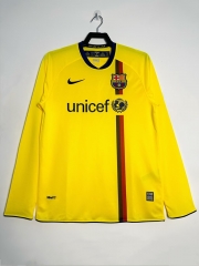 Retro Version 08-09 Barcelona Away Yellow LS Thailand Soccer Jersey AAA-811