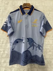 2025 Australia Away Gray&Blue Thailand Rugby Shirt