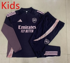 2024-2025 Arsenal Gray&Purple Kids/Youth Soccer Tracksuit -815