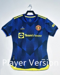 Retro Version 21-22 Manchester United 2nd Away Blue Thailand Soccer Jersey AAA-811