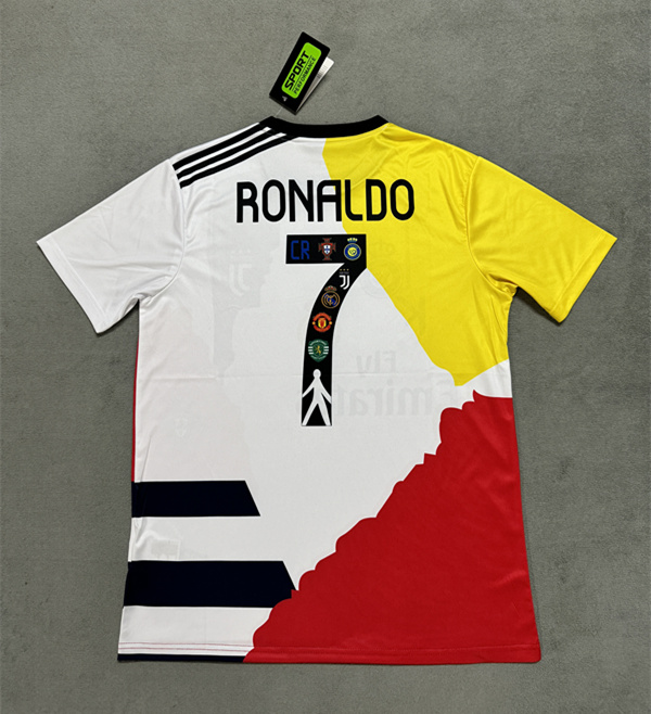 (s-4xl)2025-26 C Ronaldo Commemorative Edition White &Yellow Thailand Soccer Jersey AAA-4506