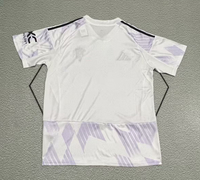 (S-4XL)2025-26 correct version Manchester United Away White&Purple Thailand Soccer Jersey AAA-9755
