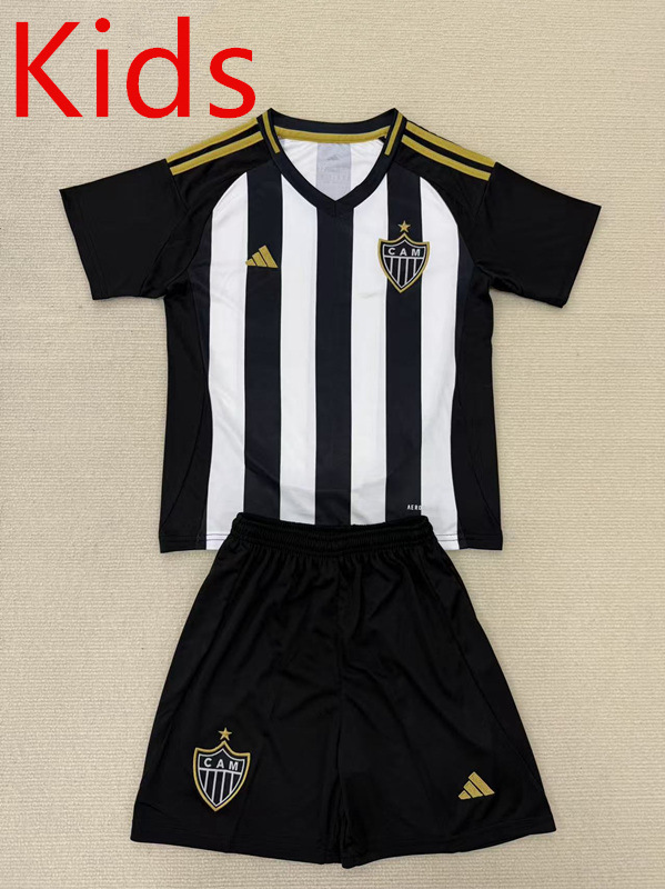 2025-26 Atlético Mineiro Home Black&White Kids/Youth Soccer Uniform-AY