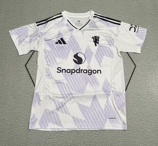 (S-4XL)2025-26 correct version Manchester United Away White&Purple Thailand Soccer Jersey AAA-9755