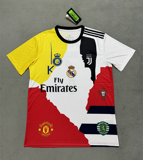 (s-4xl)2025-26 C Ronaldo Commemorative Edition White &Yellow Thailand Soccer Jersey AAA-4506