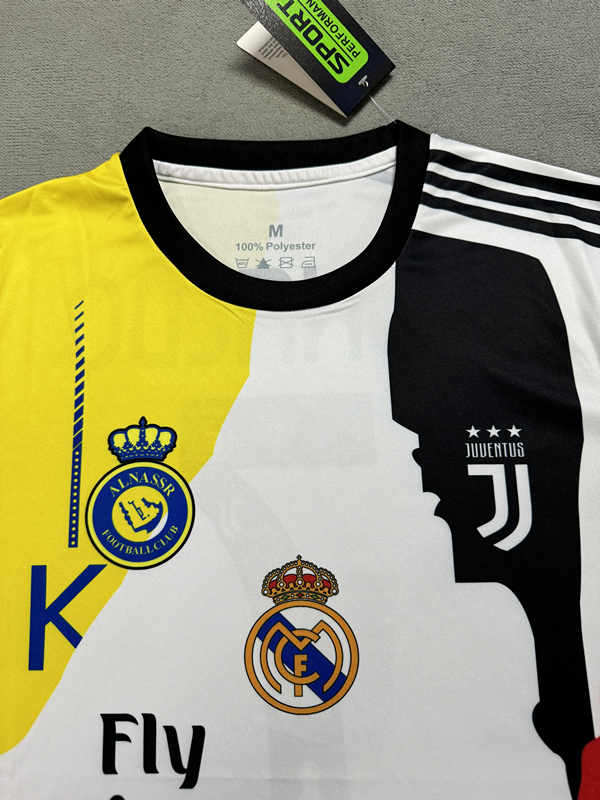 (s-4xl)2025-26 C Ronaldo Commemorative Edition White &Yellow Thailand Soccer Jersey AAA-4506