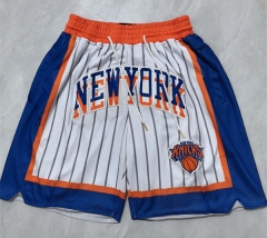 (S-3XL) City Edition New York Knicks White Blue NBA Shorts (with pockets) -0593 (S-3XL) City Edition New York Knicks White Blue NBA Shorts (with pockets) -0593