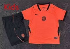 26-27 Netherlands Home Orange Kids/Youth Soccer Uniform(with black shorts) - 4714 26-27 Netherlands Home Orange Kids/Youth Soccer Uniform(with black shorts) - 4714