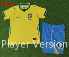 Player Version 26-27 Brazil Home Yellow Kid/Youth Soccer Uniform-9926 Player Version 26-27 Brazil Home Yellow Kid/Youth Soccer Uniform-9926