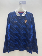 (S-4XL) 26-27 France Home Blue LS Thailand Soccer Jersey AAA-9268