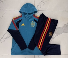 26-27 Spain Lake Blue Thailand Soccer Jacket Uniform With Hat-815 26-27 Spain Lake Blue Thailand Soccer Jacket Uniform With Hat-815