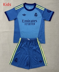 26-27 Real Madrid Lake Blue Goalkeeper Kids/Youth Soccer Uniform-AY 26-27 Real Madrid Lake Blue Goalkeeper Kids/Youth Soccer Uniform-AY