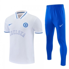 26-27 Chelsea White Short Sleeve Thailand Soccer Tracksuit-4627 26-27 Chelsea White Short Sleeve Thailand Soccer Tracksuit-4627
