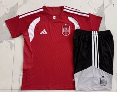 26-27 Spain Red Short-Sleeve Thailand Soccer Tracksuit-815