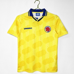 Retro Version 95 Colombia Home Yellow Thailand Soccer Jersey AAA-C1046 Retro Version 95 Colombia Home Yellow Thailand Soccer Jersey AAA-C1046