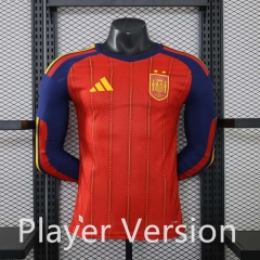Player Version 26-27 Spain (2 Star) Home Red LS Thailand Soccer Jersey AAA-888 Player Version 26-27 Spain (2 Star) Home Red LS Thailand Soccer Jersey AAA-888
