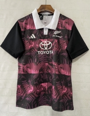 (S-5XL)26-27 All Blacks Pink&Black Thailand Rugby Jersey (S-5XL)26-27 All Blacks Pink&Black Thailand Rugby Jersey